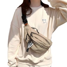 Nang Man Lounge 率性風中性款斜背腰包, 卡其色