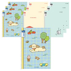 morning glory Chaewoom Note 國小線圈筆記本 聯絡簿 窄行 3款 + 隨機出貨 2入 A組, 2套, 格紋狗狗, 狗狗鯛魚燒, 孤單款