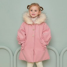 WALTON kids 孩童緞帶荷葉邊連帽大衣