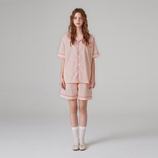 DOSSY 情侶款絲滑感Lovesome短袖睡衣上下套裝