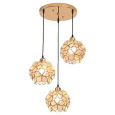 Honey Comb 美式鄉村風餐廳吊燈，蜂巢造型燈罩，三燈設計，高質感金屬電鍍燈體, 1入, 美式鄉村風