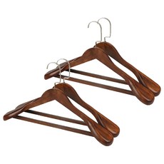 Potegar 高級木製防滑方桿衣架, 胡桃木色, 4個