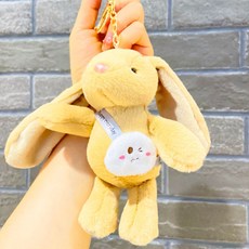 아이끌레 숄더백 토끼 봉제인형 키링, 15cm, 베이지, 1개