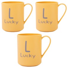 Monde Spot 字母彩色手把浴室漱口杯, 黃色, 3個