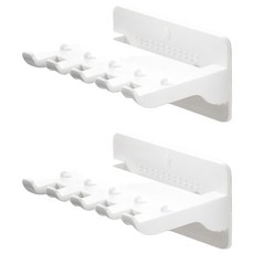 FaSoLa 3合1多功能牙刷架 自動翻蓋牙刷架 壁掛牙膏夾, 白色, 2個