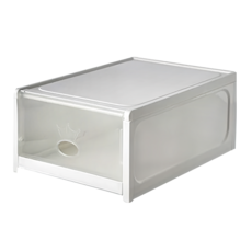 可視掀蓋自動抽拉式鞋盒 5入組 中號34x26x17.5cm 可疊加, 白色, 1組
