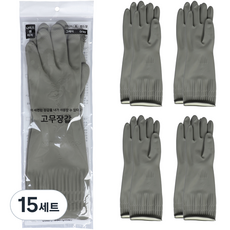 나이스앤터치 고무장갑 양손 세트, 그레이, 대(L), 15세트