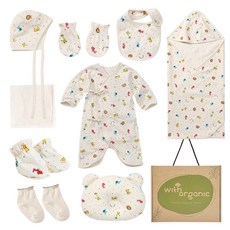 withorganic 動物印花彌月禮盒10件組