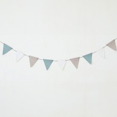 DECOTONIK 派對皮革三角拉旗, 繩長200cm+三角旗12 x 12.5cm, 薄荷色+白色+淺棕色