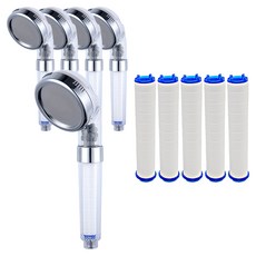 增壓除鏽直型淋浴蓮蓬頭+濾芯組, 混色, 5組