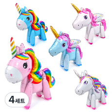 派對錶演 3D 氣球獨角獸銀箔氣球 5 件套, 混色, 4組