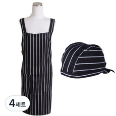 BYDECO 北歐圖案圍裙 + 頭巾套組, 條紋黑, 4套