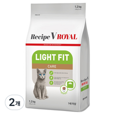 유한양행레시피브이 고양이 로얄 라이트웨이트 기능성사료, 다이어트, 1.2kg, 2개
