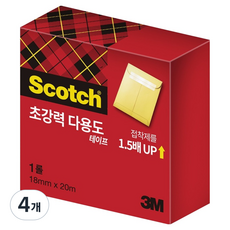 3M Scotch 超強力多用途膠帶補充包 18mm x 20m, 4個, 透明