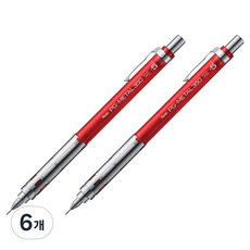 Pentel 飛龍文具 Graph Metal 350 自動鉛筆 PG METAL 350 透明紅, 0.5mm, 6個
