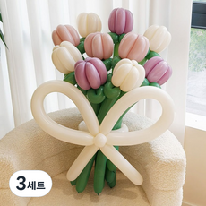 이프 요술풍선 꽃묶음 세트, 03 라일락 아이보리 튤립, 3세트