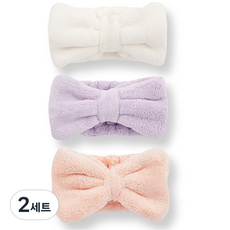 DEWIV 洗臉髮帶 3種組, 2組, 白色, 粉色, 紫色