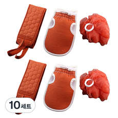 째째마켓 목욕 롱타올 + 때밀이 장갑 + 샤워볼 세트, 빨강, 10세트