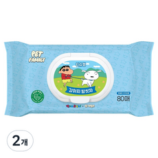 LG생활건강 펫패밀리 강아지 발씻자 짱구 세정티슈, 80개입, 2개