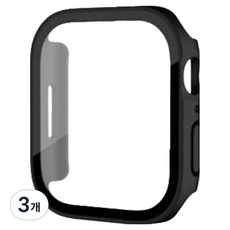 이츠라이프 애플워치 9H 스퀘어 강화유리 케이스 풀커버, 매트블랙, 3개