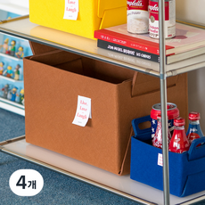 가쯔 접이식 펠트 수납 바구니, 초코브라운, 4개