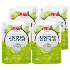 Trio 添加小蘇打環保廚房洗潔精 萊姆香 補充包, 1.2L, 4個