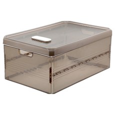 SHCJ 生活采家 SlideStack堆疊滑動折疊收納箱 有蓋無格, 透茶色, 1個