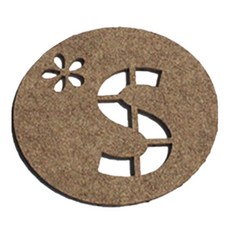 레이저 커팅 펠트컵받침 이니셜 S, 베이지