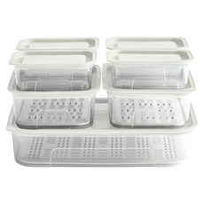 EASY&FREE 保鮮盒7件組 附瀝水盤, 1組, 7個容器 + 7個蓋子 + 3個瀝水盤