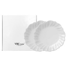 VBC CASA Incanto 荷葉邊晚餐盤組 29cm VBCS005D, 白色, 1套, 晚餐盤 2入