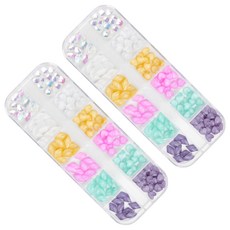 Ronaudi 高級大容量玻璃珠美甲 B 愛心與鑽石美甲鑽飾 L02006, 2個, 混合色