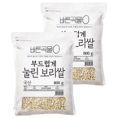 바른곡물 압맥 부드럽게 눌린 국산 보리쌀, 800g, 2개