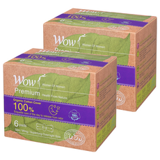 Wow 優質蝶翼衛生棉, 夜用, 6件, 2個