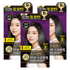 리엔 흑모비책 새치염색 크림, 흑색, 3개