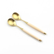 Bogen 韓國製造 Le Bien 金色餐具茶匙, 米色, 2個