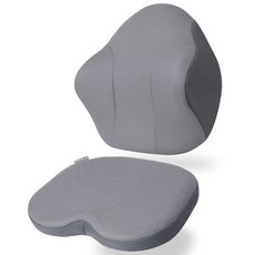 benepom 記憶海綿腰靠墊+心形坐墊組, 灰色