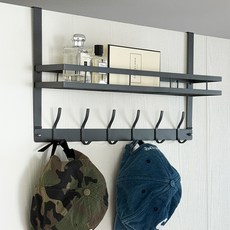 I DO LIVING 多用途免鑽孔6鉤層架門後掛架, 1個, 炭灰色