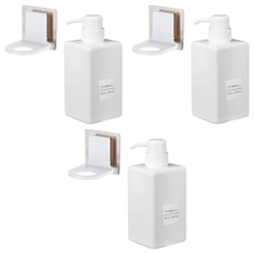 모나코올리브 호텔식 샴푸 린스 디스펜서 450ml + 무타공 샴푸홀더 세트, 화이트(디스펜서), 3세트