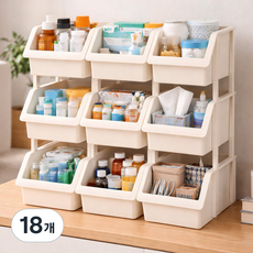 보노하우스 다용도 적층 정리함, 크림, 18개