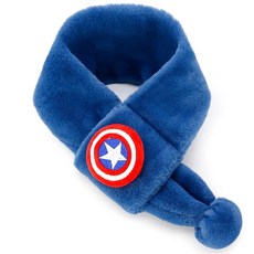 MARVEL 漫威 CAPTAIN AMERICA 美國隊長 兒童絨毛保暖圍巾 100%聚酯纖維 適合3-10歲, 65 x 10cm, 美國隊長盾牌 淺藍色