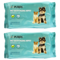 PURRY 派銳 寵物除臭潔膚巾, 80張, 2包