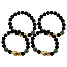 Selene 聚財擋煞黑彩曜貔貅手珠 金色 79g, 4條