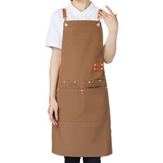 工作圍裙 防水潑水廚房圍裙 帆布皮革牛仔圍裙, 淺咖色, 2件