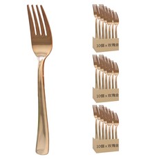 派對嗨 居家派對鍍鉻叉子 10個, 玫瑰金, 3組