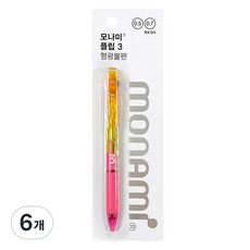 monAmi Flip3 螢光原子筆 0.7mm, 黃粉色, 6個