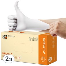 BRICKGLO 橡膠手套 50入, 白色, M, 2盒