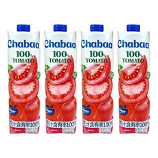 CHABAA 啜吧 100% 番茄汁, 1L, 4瓶