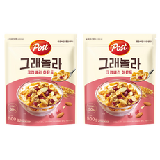 Post 蔓越莓杏仁格蘭諾拉麥片, 500g, 2包