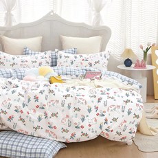 J-bedtime 床寢時光 台灣製100%純棉雙人加大床包枕套組-喵喵花語-s9272l-h