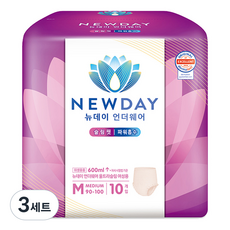 뉴데이 여성용 언더웨어 울트라슬림 성인기저귀, 중형, 10매입, 3세트